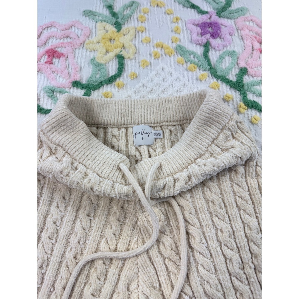 Polly Cable Knit Pants XS/S Beige Drawstring Cozy Lounge Casual Knitwear - Picture 4 of 8